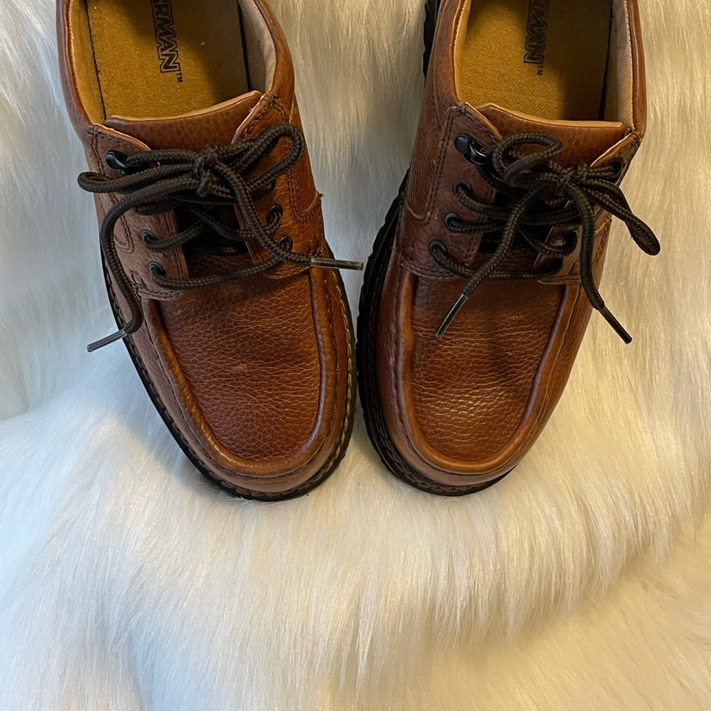 Jarman Mens Leather Dress Oxford Shoes Lace Up Casual Brown US 7.5 Chunky Loafer